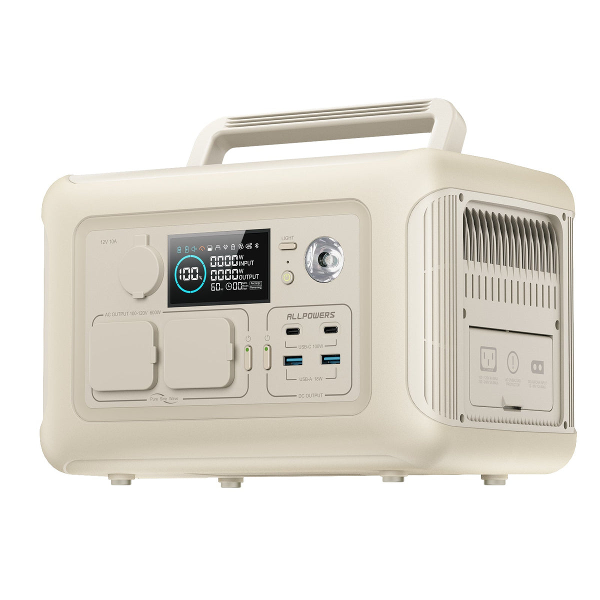 ALLPOWERS R600 Beige Portable Power Station 600W 299Wh LiFePO4 Battery
