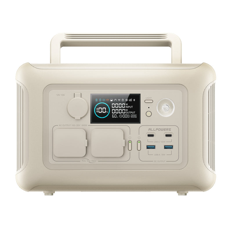 ALLPOWERS R600 Beige Portable Power Station 600W 299Wh LiFePO4 Battery